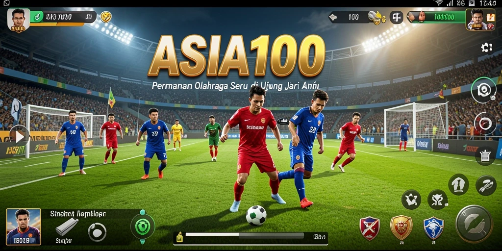 Screenshot utama ASIA100 menunjukkan aksi olahraga yang mendebarkan.