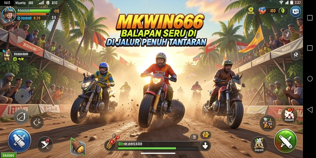 Screenshot gameplay MKWIN666 menampilkan aksi balapan yang mendebarkan.