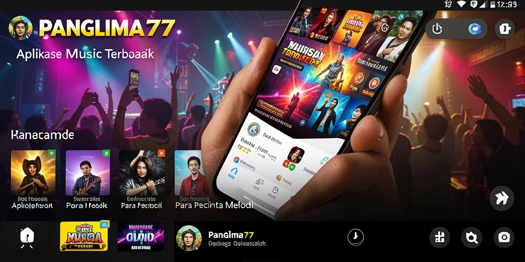Screenshot utama PANGLIMA77 menampilkan fitur interaktif dan koleksi lagu yang menarik.