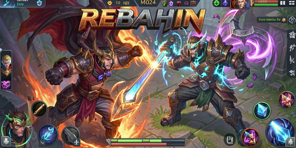 Tampilan epic dari arena pertempuran dalam REBAHIN yang mendebarkan.
