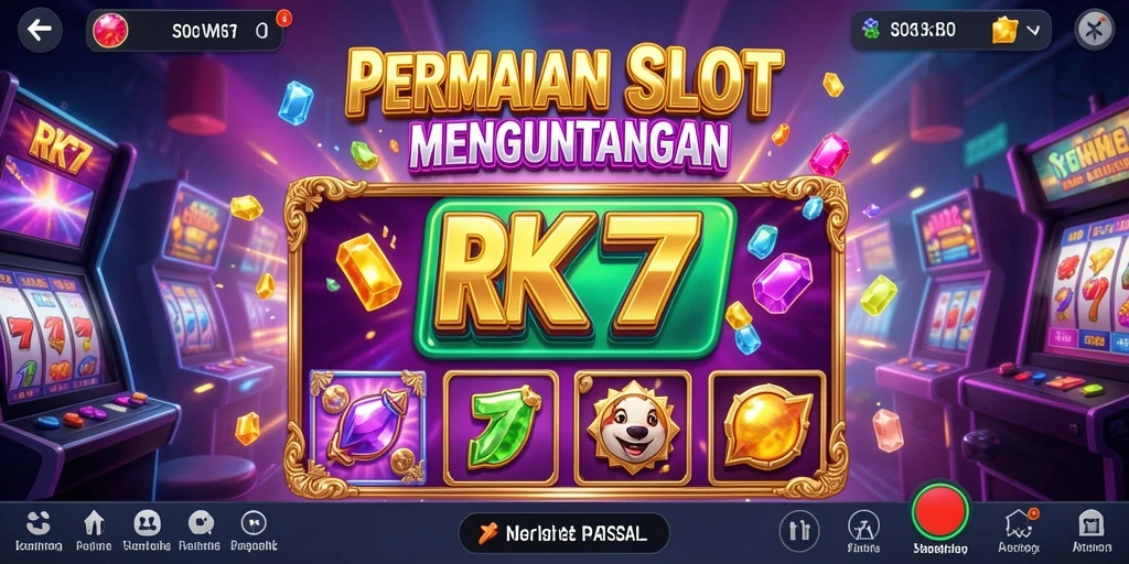 Screenshot gameplay RK77 menampilkan gulungan Slot yang menarik dan fitur bonus.