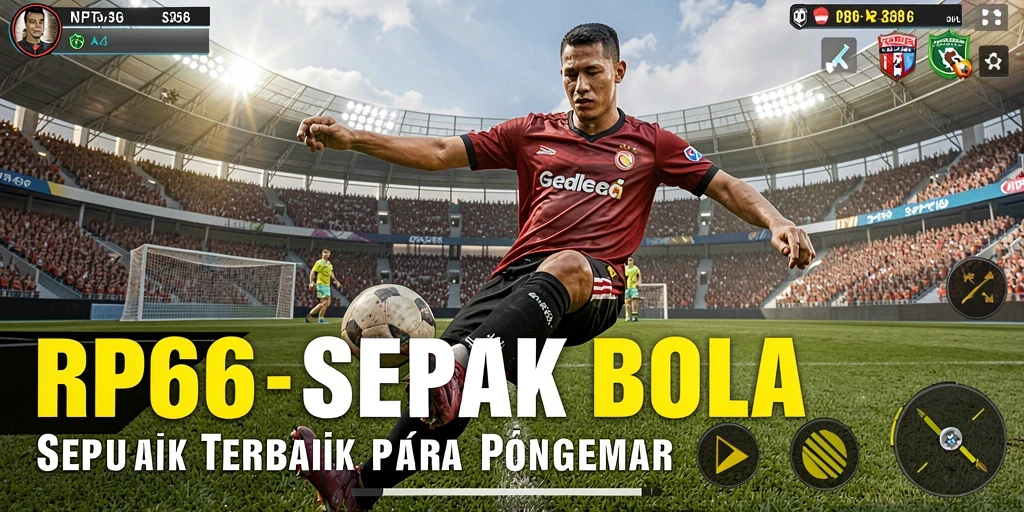 Gameplay RP66 menampilkan aksi sepak bola yang seru dan mendebarkan.