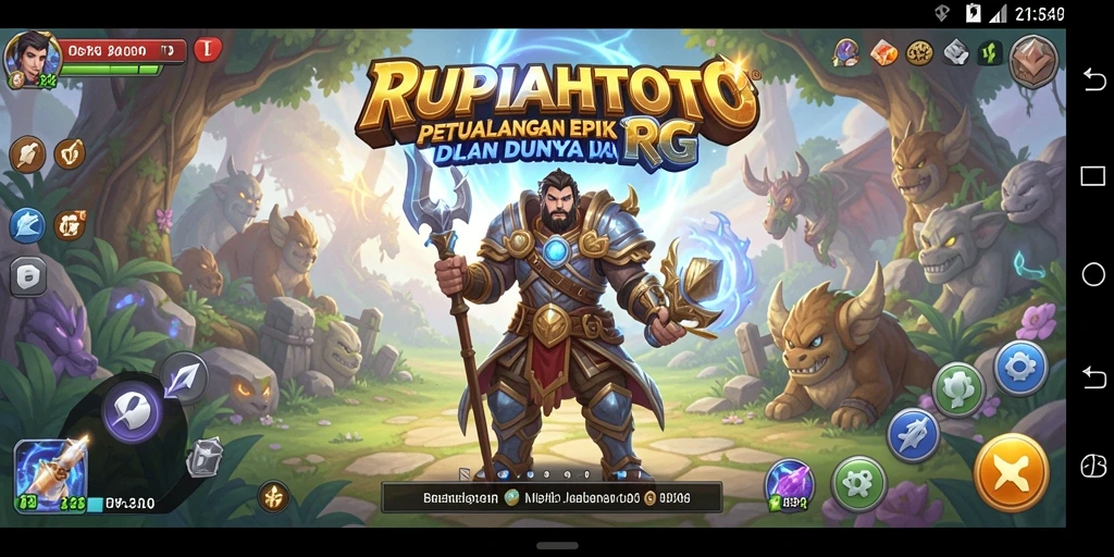 Tangkapan layar menunjukkan aksi epik dalam pertempuran RPG RUPIAHTOTO.