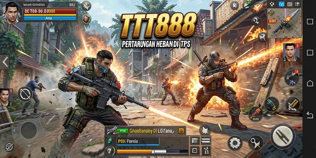 Screenshot menunjukkan aksi seru dalam permainan TPS TTT888.