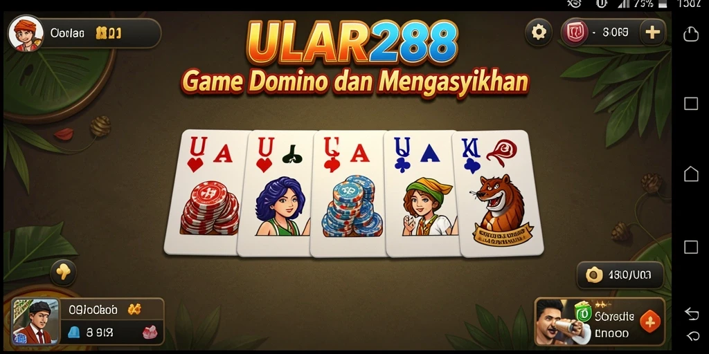 Tampilan gameplay seru Domino di ULAR288 dengan teman-teman.