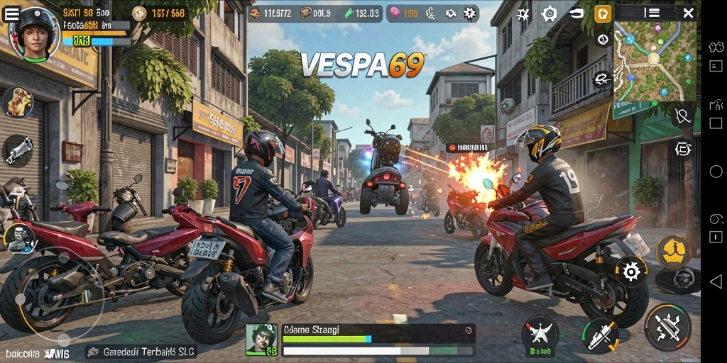 Screenshot utama menampilkan gameplay seru dari VESPA69.